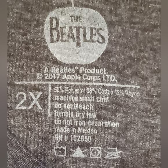 THE BEATLES Gray Crew Neck Short Sleeve T-Shirt. Size 2X - Picture 8 of 9